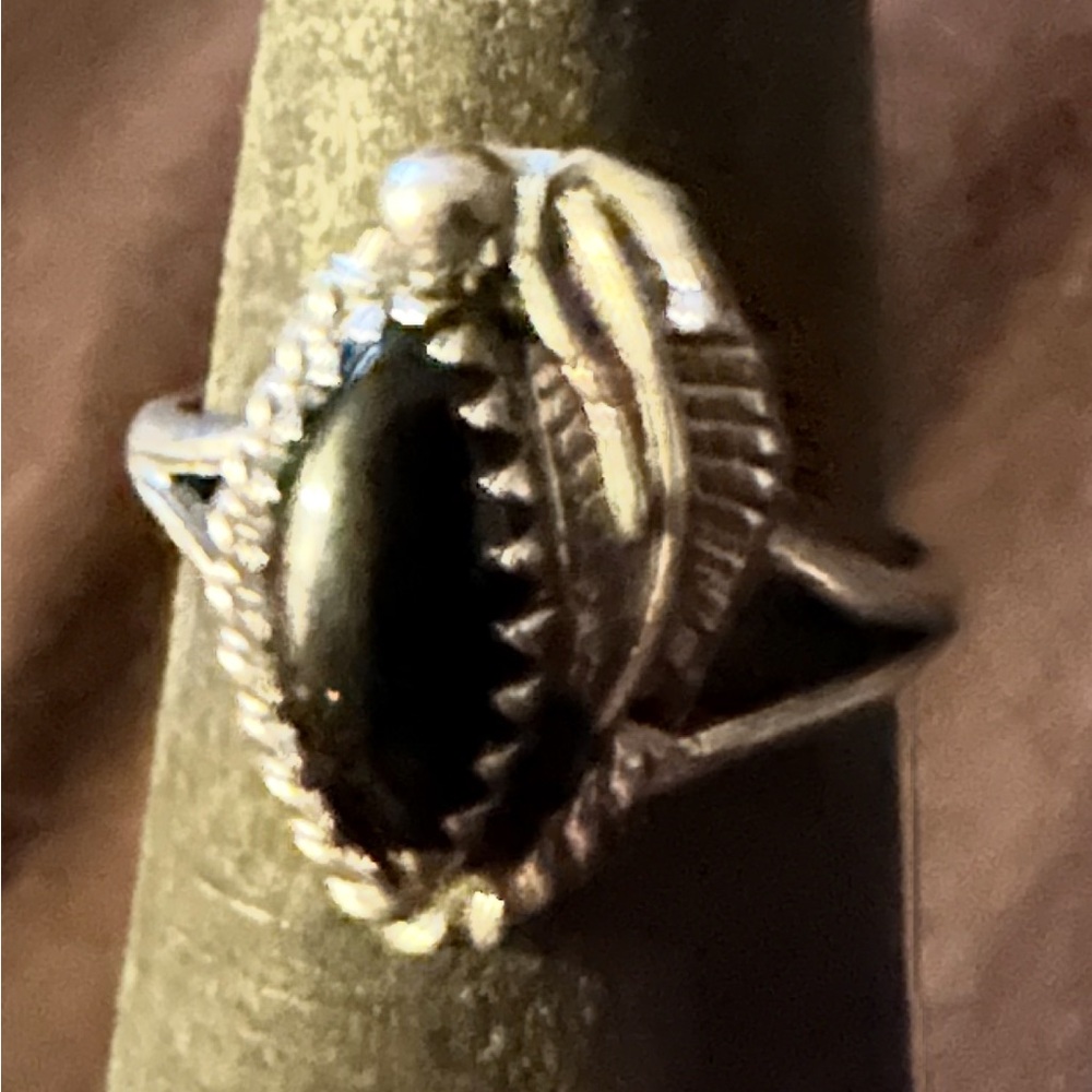 Vintage Black Onyx Sterling Silver Ring